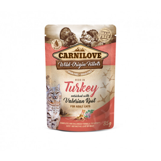  Carnilove kons. katėms maiš. Turkey Valeriana 85 g 