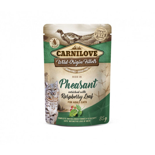  Carnilove kons. katėms maiš. Pheasant Raspberry Leaves 85 g 