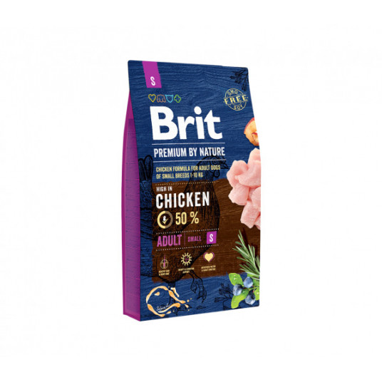  Sausas pašaras Brit Premium By Nature Adult S šunims 1 kg 