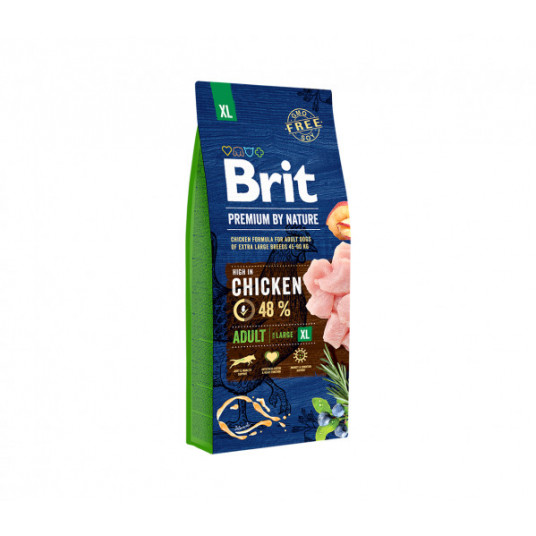 Sausas pašaras Brit Premium By Nature Adult XL šunims 15 kg