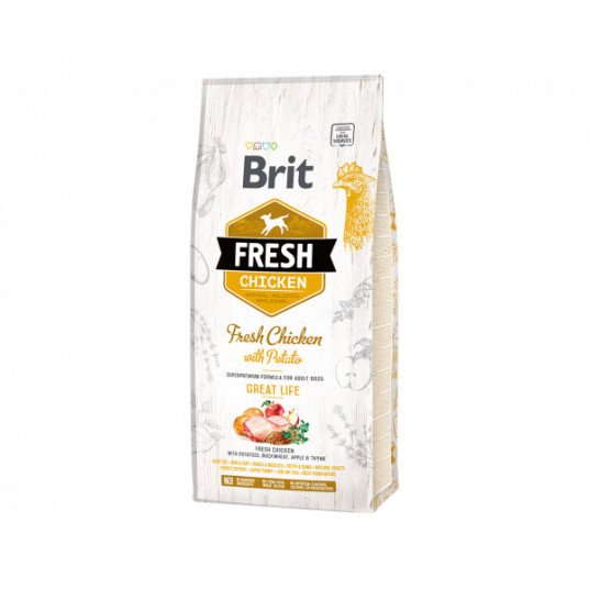  Sausas pašaras Brit Fresh Chicken with Potato Adult šunims 12 kg 