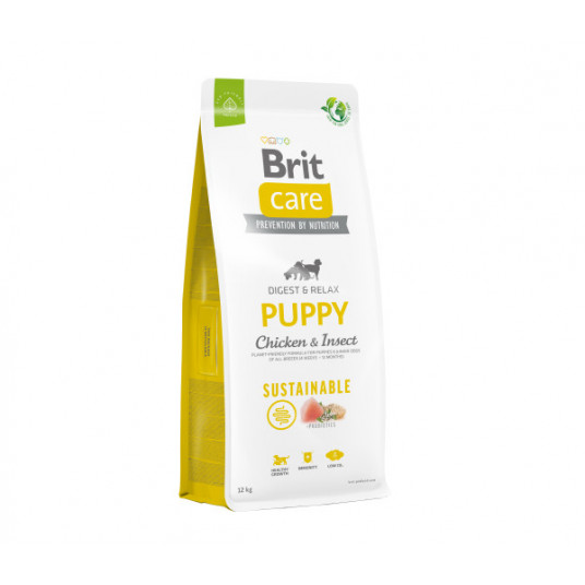 Sausas pašaras Brit Care Sustainable Puppy Chicken&Insect sausas maistas šuniukams su vištiena ir vabzdžiais 12kg