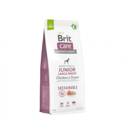 Sausas pašaras Brit Care Sustainable Junior Large Breed Chicken&Insect sausas maistas šunims su vištiena ir vabzdžiais 12kg