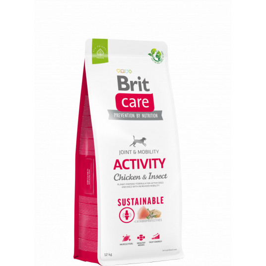  Sausas pašaras Brit Care Sustainable Activity Chicken&Insect sausas maistas šunims su vištiena vabzdžiais 12 kg 