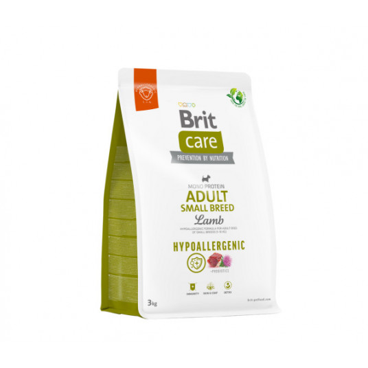 Sausas pašaras Brit Care Hypoallergenic Adult Small Breed Lamb&Rice sausas maistas šunims su ėriena ir ryžiais 3kg