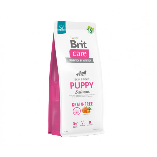 Sausas pašaras Brit Care Grain-free Puppy Salmon sausas maistas šuniukams su lašiša 12kg
