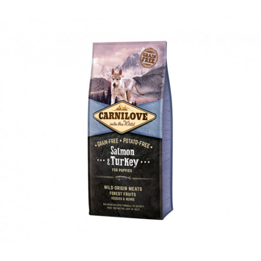 Pašaras šunims Carnilove Salmon&Turkey Puppy šunims 12 kg