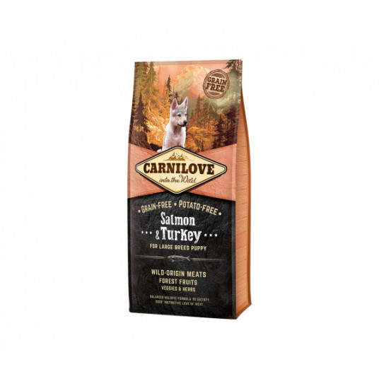 Pašaras šunims Carnilove Salmon&Turkey LB Puppy šunims 1,5 kg