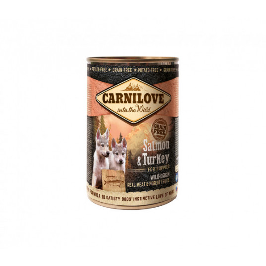  Konservai šunims Carnilove kons. šunims Wild Meat Salmon&Turkey for Puppies 400 g 