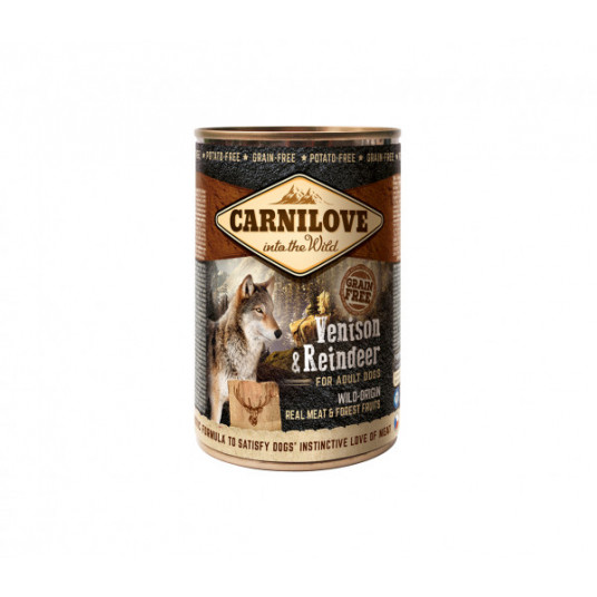  Konservai šunims Carnilove kons. šunims Wild Meat Venison&Reindeer 400 g 