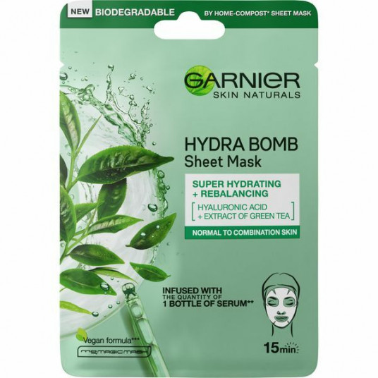  Garnier - Moisture + Fresh ness (Tissue Super Hydrating & Purifying mask) 28 g Superhydrating Cleansing Face Mask with Green Tea 