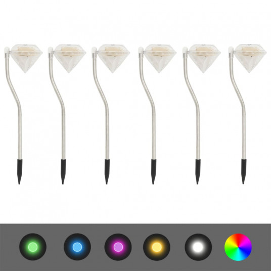  Saulės energija įkraunami LED šviestuvai, 6vnt., 9x7,8x29,5cm 