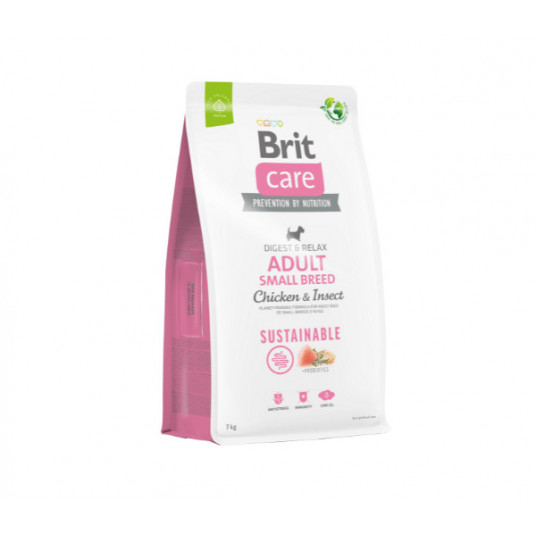  Pašaras šunims Brit Care Sustainable Adult Small Breed Chicken&Insect sausas maistas šunims su vištiena ir vabzdžiais 1 kg 