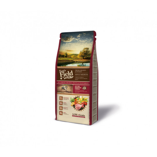 Pašaras šunims Sam's Field Adult Medium Chicken sausas maistas vidutinių veislių šunims su vištiena 13 kg
