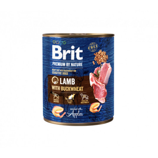  Brit Premium by Nature kons. šunims Lamb with Buckwheat 800 g 