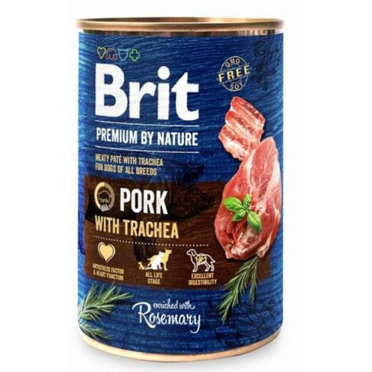 Brit Premium by Nature kons. šunims Pork with Trachea 800 g