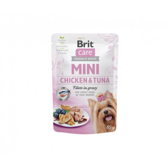 Brit Care Mini kons. šunims maiš. Chicken&Tuna fillets in gravy 85 g