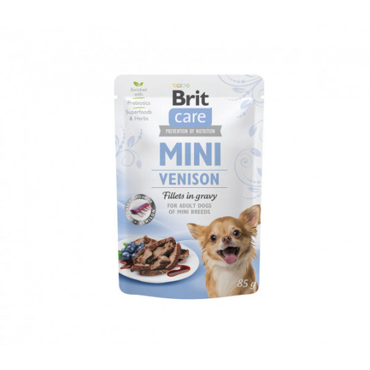  Brit Care Mini kons. šunims maiš. Venison fillets in gravy 85 g 