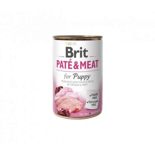 Brit Care kons. šunims Chicken&Turkey Pate&Meat for Puppy 400 g