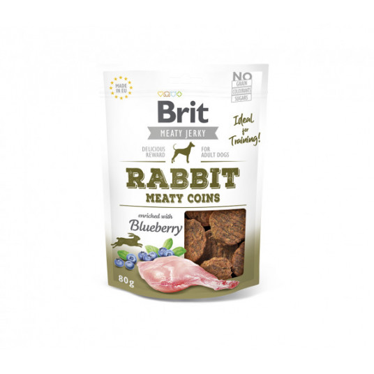 Skanėstas šunims Brit Jerky Rabbit Meaty Coins skanėstas 80 g