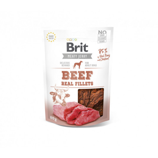 Skanėstas šunims Brit Jerky Beef Real Fillets skanėstas 80 g