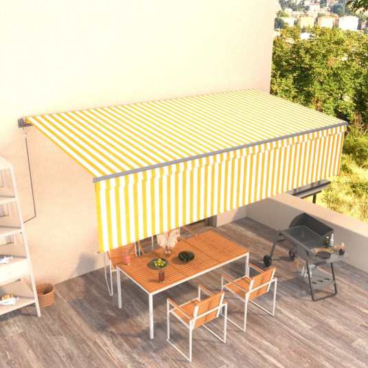 Automatiniu būdu ištraukiama markizė, geltona ir balta, 6x3m