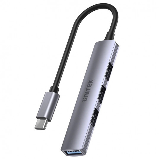  UNITEK HUB USB-C 1XUSB-A 5 GBPS, 3XUSB-A 2.0 ALU 