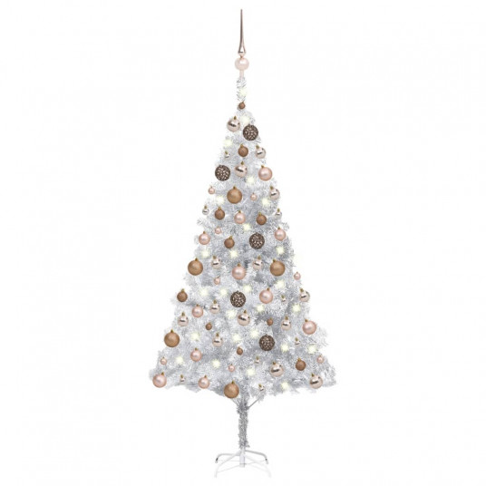 Kalėdų eglutė su LED/žaisliukais, sidabrinė, 180cm, PET