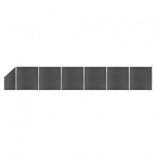  Tvoros segmentų rinkinys, juodos spalvos, 1138x(105-186)cm, WPC 