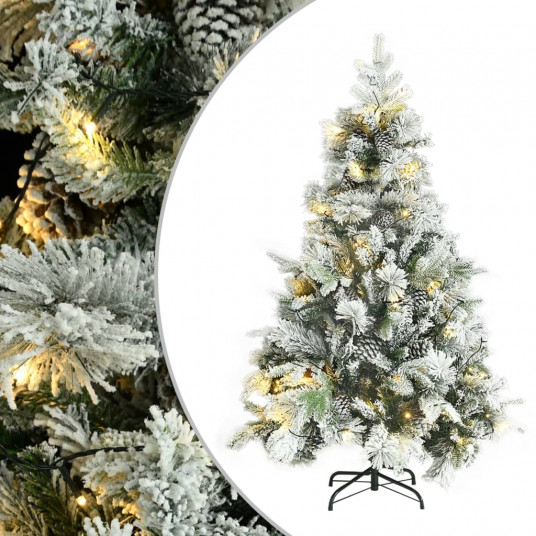 Kalėdų eglutė su sniegu/LED/kankorėžiais, 150cm, PVC ir PE
