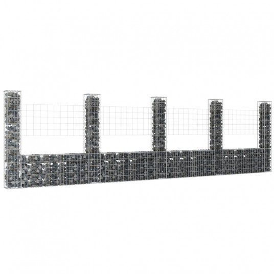  Gabionų krepšiai su 5 kolonomis, 500x20x150cm, geležis 
