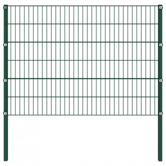 Tvoros segmentai su stulpais, žalios spalvos, 1,7x1,2m, geležis