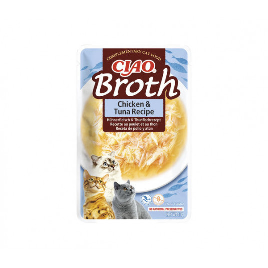Ciao Cat Broth Chicken Tuna Recipe konservai katėms su vištiena 40 g