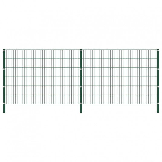 Tvoros segmentai su stulpais, žalios sp., 3,4x1,2m, geležis