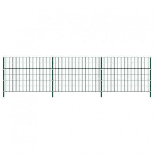 Tvoros segmentai su stulpais, žalios sp., 5,1x1,2m, geležis