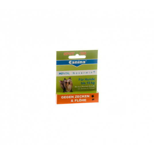 Canina Petvital Novermin lašai šunims iki 15kg 2ml