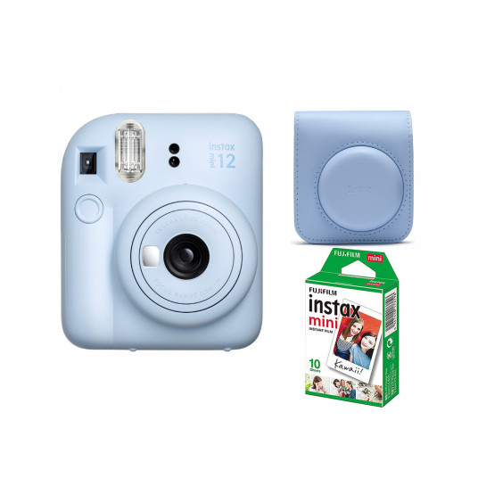 Momentinis fotoaparatas instax mini 12 PASTEL BLUE+instax mini glossy (10pl)+originalus dėklas