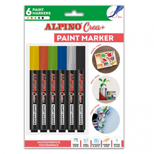 Žymekliai (vandens pagrindu) ALPINO Crea+ 6sp