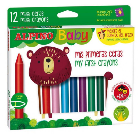  Spalvotos kreidelės ALPINO Baby 12sp 