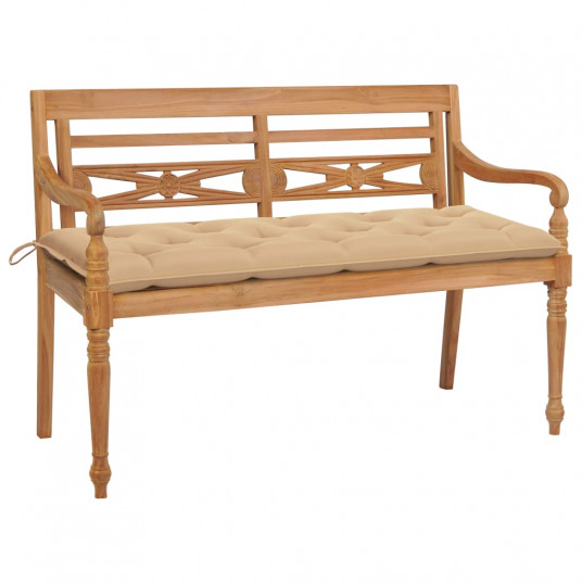  Batavia suoliukas su smėlio spalvos pagalvėle, 150cm, tikmedis 
