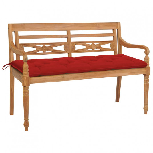 Batavia suoliukas su raudona pagalve, 150cm, tikmedžio masyvas