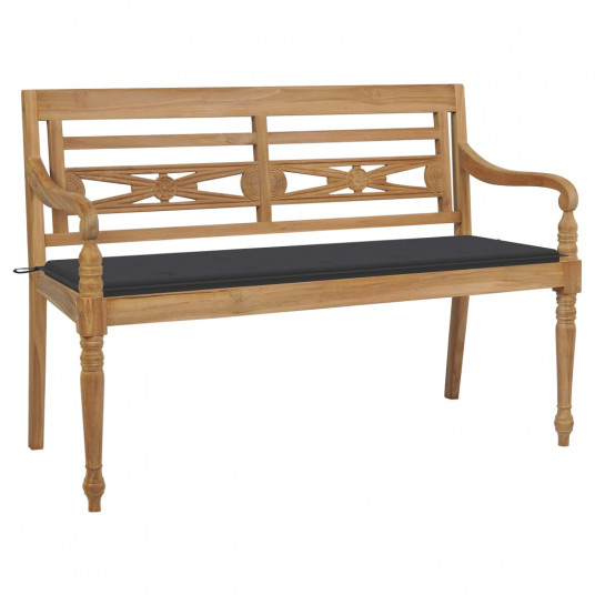 Batavia suoliukas su antracito pagalvėle, 150cm, tikmedis
