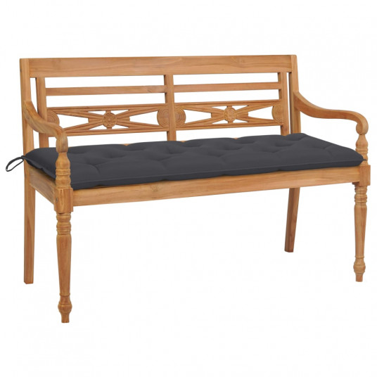 Batavia suoliukas su antracito pagalvėle, 150cm, tikmedis