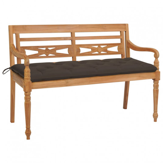 Batavia suoliukas su taupe spalvos pagalvėle, 150cm, tikmedis