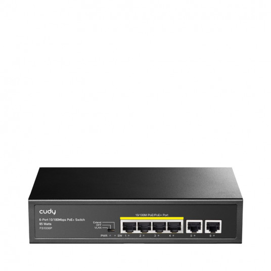  Cudy FS1006P tinklo komutatorius Fast Ethernet (10/100) Maitinimas per Eternetą (PoE) Juoda 