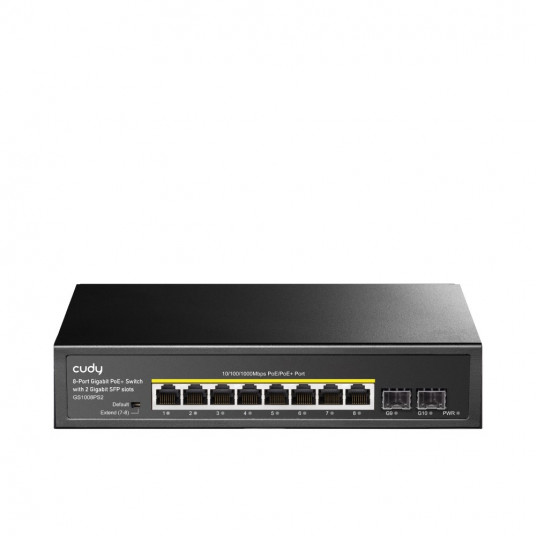  Cudy GS1008PS2 tinklo komutatorius Ne-valdomas Gigabit Ethernet (10/100/1000) Maitinimas per Eternetą (PoE) Juoda 