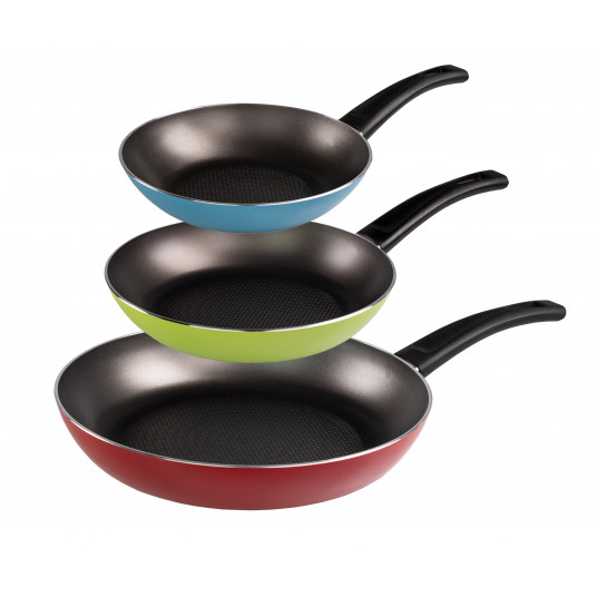  Stoneline VERY TITAN Pan set of 3 21164 Frying, Diameter 20/24/28 cm, Suitable for induction hob, Fixed handle, Blue/Colorful/Green/Red 