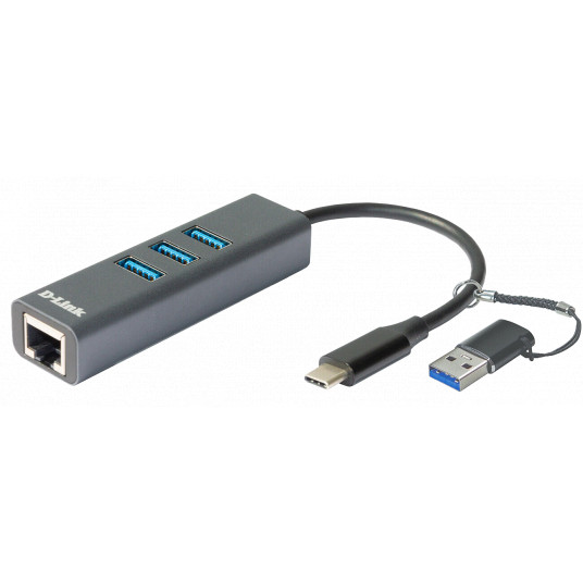 D-Link USB-C/USB to Gigabit Ethernet Adapter with 3 USB 3.0 Ports 	DUB-2332 