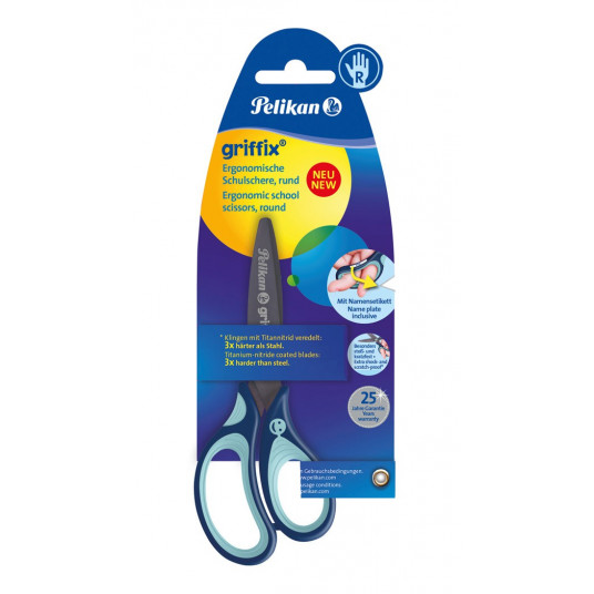 Žirklės bukais galais GRIFFIX "R" 14cm ,mėlynos