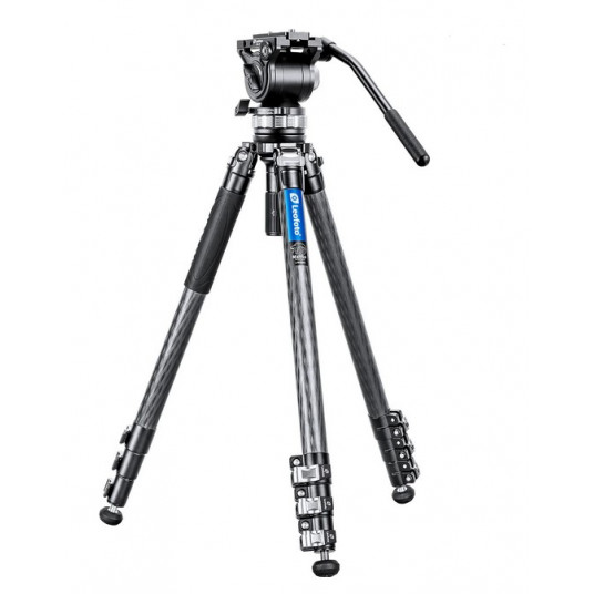  Leofoto LVM-324C+BV-15 4-Section Carbon Fiber Video Tripod with Fluid Head Set 